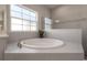 Bathroom with large garden tub and decorative backsplash tile at 6915 Sea Stone Ct, Apollo Beach, FL 33572