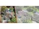 Aerial view of the home showcasing the pool, screened patio, and surrounding greenery at 17807 Crystal Cove Pl, Lutz, FL 33548
