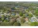 Wide aerial shot of a neighborhood with lush trees, and a lake nearby at 17807 Crystal Cove Pl, Lutz, FL 33548