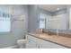 Bathroom featuring single sink vanity and blue walls at 17807 Crystal Cove Pl, Lutz, FL 33548