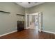 Home office featuring French doors, hardwood floors, and natural light at 17807 Crystal Cove Pl, Lutz, FL 33548