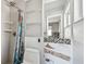 Bathroom with shower and toilet undergoing repairs at 2451 Baywood W Dr, Dunedin, FL 34698