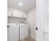 Bright laundry room features washer, dryer, white cabinets, and modern fixtures at 3021 Countryside Blvd # 23A, Clearwater, FL 33761