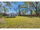 Large backyard with a lush green lawn and tall trees providing ample shade at 921 7Th Nw St, Largo, FL 33770