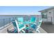 Outdoor deck with blue and white chairs and table, with water and neighborhood views at 16119 6Th E St, Redington Beach, FL 33708