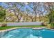 Inviting pool area features clear blue water and mature trees, perfect for relaxation at 230 Lotus Dr, Safety Harbor, FL 34695