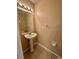 Bathroom features a pedestal sink, mirror, and tile floor at 6002 Osprey Lake Cir, Riverview, FL 33578
