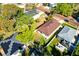 Aerial view showcasing a charming home with a well-manicured lawn, neighborhood and mature trees at 860 17Th S Ave, St Petersburg, FL 33701