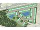Aerial view of community layout including homes, lakes, dog park, and surrounding greenery at 15120 Cuzcorro Ct, Nokomis, FL 34275