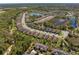 Community aerial view displays the neighborhood layout with landscaping, ponds, and tree coverage at 20173 Umbria Hill Dr, Tampa, FL 33647
