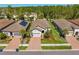 Aerial view of the front of three homes with driveways, landscaping, and a two-car garage at 20173 Umbria Hill Dr, Tampa, FL 33647