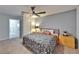 Bedroom with ceiling fan, and side table at 3019 Old Fulton Pl, Brandon, FL 33510