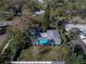 Aerial view of house surrounded by mature trees and a fenced yard at 325 Orangeview Ave, Clearwater, FL 33755