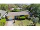 Charming single-story home with a well-manicured front yard and a cheerful yellow facade and blue accents at 419 Richards Ave, Clearwater, FL 33755