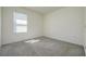 This is a bright, carpeted bedroom with a large window offering plenty of natural light at 5764 Hollingworth Trl, Wesley Chapel, FL 33545