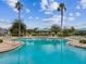 Beautiful community pool area, surrounded by sun loungers and palm trees, perfect for relaxation at 8307 Bluevine Sky Dr, Land O Lakes, FL 34637