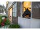 Charming horse barn featuring a horse looking out from the stall window at 10101 Tarpon Springs Rd, Odessa, FL 33556