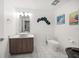 Modern bathroom with a sleek vanity, vessel sink, and contemporary fixtures at 15 Avalon St # 303, Clearwater Beach, FL 33767