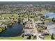 Breathtaking aerial view of a community with homes surrounding lakes, featuring lush greenery and private pools at 10084 Twelve Oaks Ct, Weeki Wachee, FL 34613