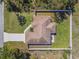 Aerial view of a property showcasing the backyard layout, fencing, and roof design at 1221 Dustin Rd, North Port, FL 34288