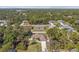Charming aerial view of a home surrounded by mature trees, showcasing a well-kept lawn and inviting curb appeal at 1221 Dustin Rd, North Port, FL 34288