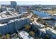 A picturesque aerial shot of a building with a beautiful river, cityscape, and lush greenery at 201 W Laurel St # 811, Tampa, FL 33602