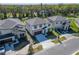 Aerial view shows the neighborhood, emphasizing this lovely home's great curb appeal and landscaping at 14733 Gallop Run Dr, Lithia, FL 33547