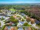 Stunning aerial view of a home with a private pool nestled in a lush, green neighborhood near a golf course at 4859 Augusta Ave, Oldsmar, FL 34677