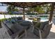 Inviting outdoor seating area under a gazebo, complete with a pool and spa for ultimate relaxation at 4859 Augusta Ave, Oldsmar, FL 34677