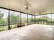 View of the screened patio with a concrete floor and view of the fenced in backyard at 6328 Desert Peace Ave, Land O Lakes, FL 34639