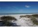 Beautiful beach scene with white sand, clear water, and a bench overlooking the ocean at 8567 W Gulf Blvd # 17N, Treasure Island, FL 33706