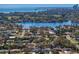 Scenic aerial view of waterfront homes with lush landscaping, and a downtown skyline in the distance at 1003 39Th Ne Ave, St Petersburg, FL 33703