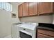 Laundry room featuring cabinets and a white washer and dryer at 10213 Saint Francis Ter, Palmetto, FL 34221