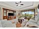 Bright living room with tile floors, a large entertainment center, and a view of the backyard at 10213 Saint Francis Ter, Palmetto, FL 34221