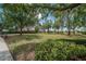Lush community green space surrounded by homes, trees, and manicured shrubbery at 178 Shell Falls Dr, Apollo Beach, FL 33572