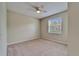 Bedroom featuring neutral paint, ceiling fan, and carpet flooring at 2222 Mayfield Palms Ln # 322, Sun City Center, FL 33573