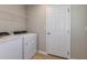 Convenient laundry room with included appliances and shelving for storage at 37233 Sagemoor Dr, Zephyrhills, FL 33541