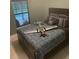 Bedroom with dark wood accents, natural light, and a decoratively patterned bed at 6024 162Nd E Ave, Parrish, FL 34219