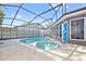 Relaxing backyard pool with screen enclosure, spacious patio, and lush landscaping at 12605 Catamaran Pl, Tampa, FL 33618
