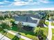 Aerial view of a neighborhood showcasing well-maintained homes and lush landscaping at 6002 Thrushwood Rd, Lithia, FL 33547