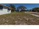 Front view of a house with a dry lawn, sidewalk, and street view on a sunny day at 801 37Th S Ave, St Petersburg, FL 33705