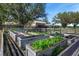 A garden with rows of raised beds and various plants on a bright, sunny day with house in background at 808 Old Welcome Rd, Lithia, FL 33547