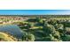 Aerial view of the community featuring serene waterfront views and lush surrounding landscape at 8261 Ivy Stark Blvd, Wesley Chapel, FL 33545