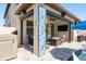 Charming outdoor shower, hot tub, and large patio area with comfortable seating and a pool at 8766 Capstone Ranch Dr, New Port Richey, FL 34655