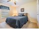 Comfortable bedroom with soft carpet, a ceiling fan, and a large window at 10216 Moshie Ln, San Antonio, FL 33576