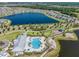 Aerial view of community pool, lakes, and recreation areas at 13549 Willow Bluestar Loop, Riverview, FL 33579