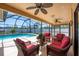 Relaxing screened-in lanai with comfortable seating area overlooking the private pool at 1996 Promenade Way, Clearwater, FL 33760