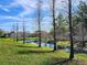 Scenic view of a tranquil pond surrounded by lush green grass and towering trees at 3267 Pleasant Willow Ct, Brandon, FL 33511