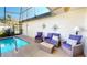 Relaxing lanai area with cozy seating around a compact pool, offering a serene outdoor experience at 3639 Darston St, Palm Harbor, FL 34685