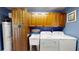 Laundry room with full size washer and dryer, cabinets for storage, and laundry sink at 3639 Darston St, Palm Harbor, FL 34685